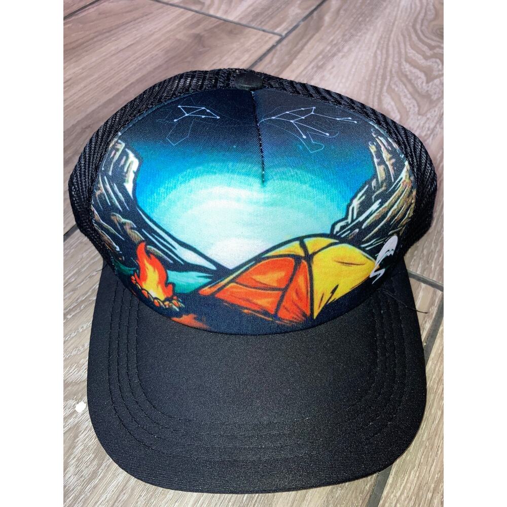 Black campfire tent camping zodiac hat